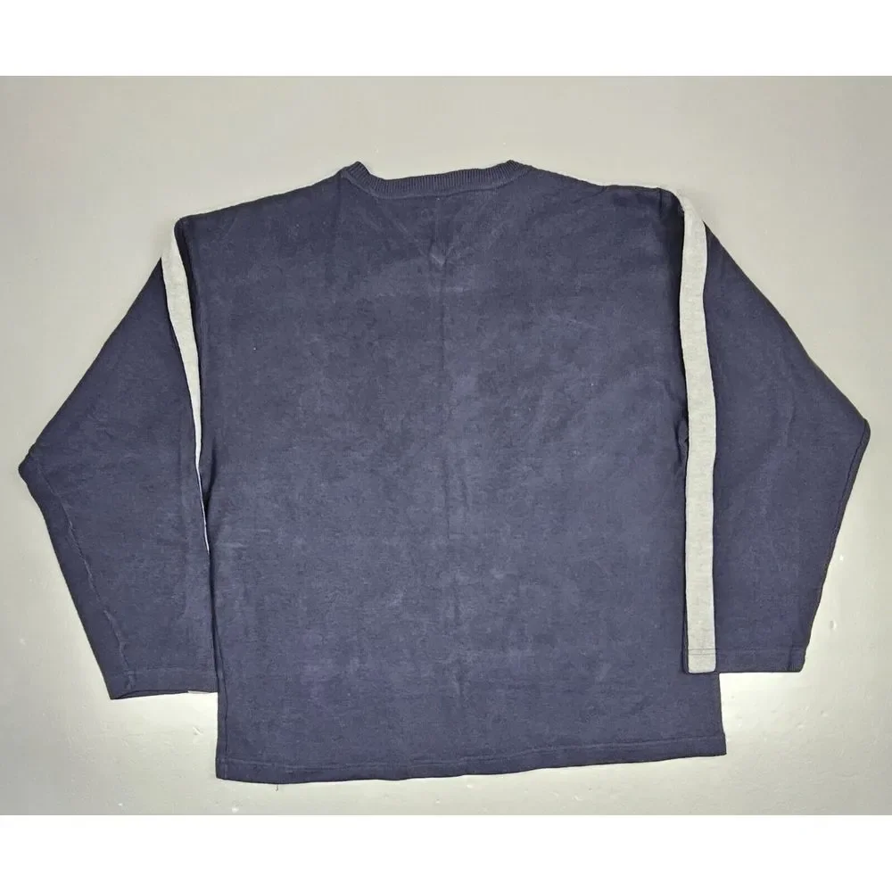 Tommy Hilfiger‎ Sweater Mens Large. Blue White Logo Pullover Y2K Sweatshirt